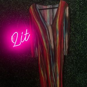 Work of art long sleeve maxi dress - multicolor